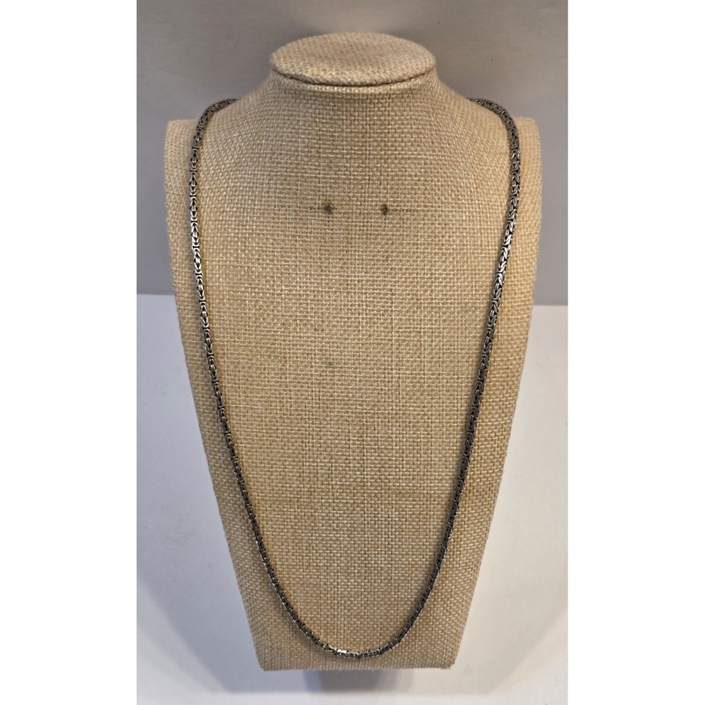 Vintage Sterling Silver Byzantine 24" Bali Chain Necklace 33 Gr